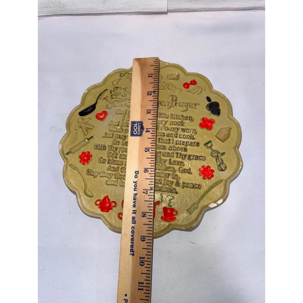 Vintage‎ My Kitchen Prayer Wall Plaque 3D Raised Kitchen Decor Teapot Gold 8.5